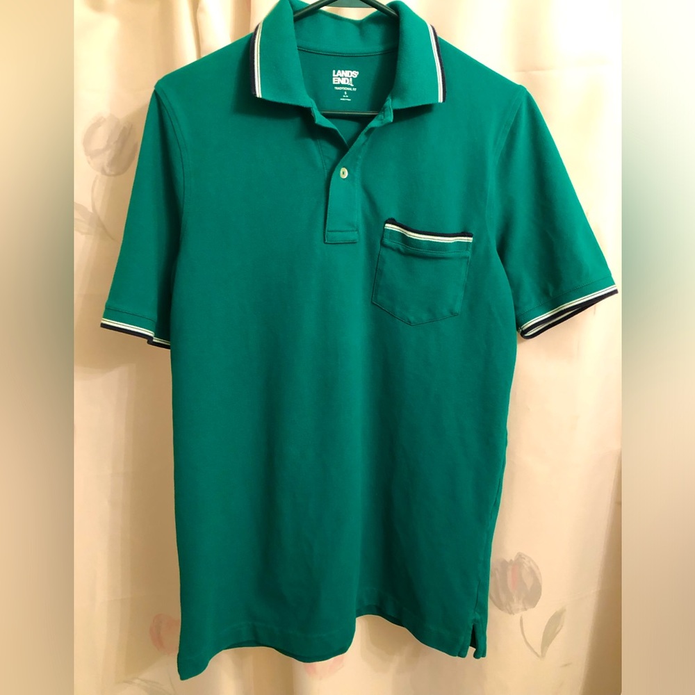 Land’s End men’s size S emerald green short sleeve shirt, NWOT